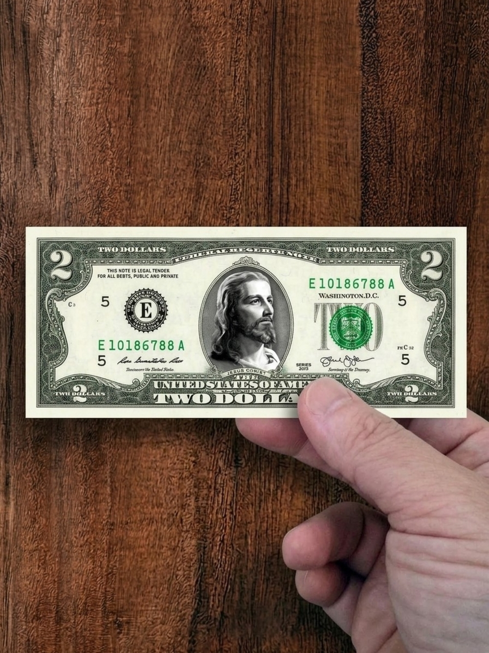 Real $2 Dollar Bill with STICKER of Jesus Christ Collectible Novelty Money Cash